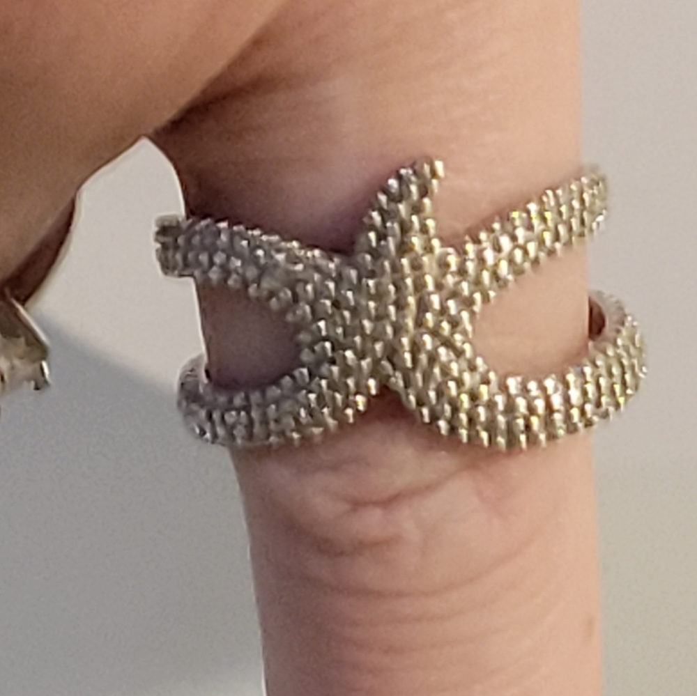 925 VTG Granulated Starfish Ocean Wrap Ring 2.5g artisan signed sterling silver - Picture 2 of 9